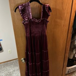 Hill House Burgundy Velvet Nap Dress